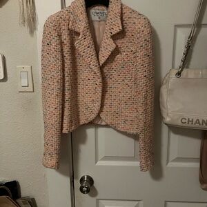 Vintage 1994 CHANEL Tweed Pink & Multi Colored evening Jacket Blazer